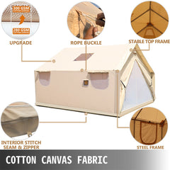 Premium Canvas Frame Fire Water Camping Wall Hunting Tent, 12x14' (SAK92461)