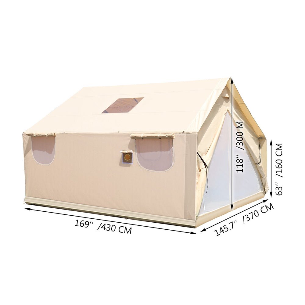 Premium Canvas Frame Fire Water Camping Wall Hunting Tent, 12x14' (SAK92461)