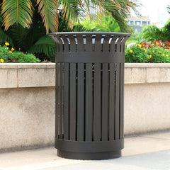 Premium Heavy-Duty Extra Large Outdoor Commercial Metal Slat Garbage Trash Can (SAK48591)