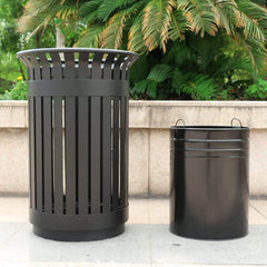 Premium Heavy-Duty Extra Large Outdoor Commercial Metal Slat Garbage Trash Can (SAK48591)
