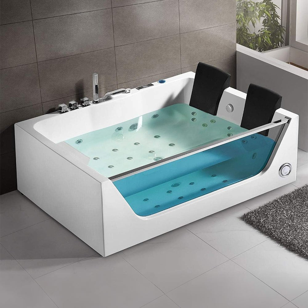 Premium Freestanding Rectangular Hydromassage Soaking Spa Bathtub, 71" (SAK28534)