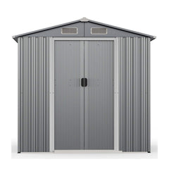 Premium Garden Galvanized Steel Storage Shed W/ Lockable Sliding Doors, 6x4' (SAK75842)