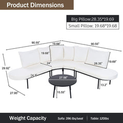 Premium Half- Moon 6-Person Curved All-Weather Outdoor Furniture Sofa Patio Set With Coffee Table And Cushions (SAK76332)