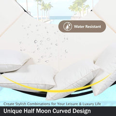 Premium Half- Moon 6-Person Curved All-Weather Outdoor Furniture Sofa Patio Set With Coffee Table And Cushions (SAK76332)