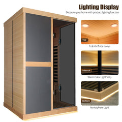 Premium Large 2-Person V-Shaped FAR Infrared Sauna Room With Double Glass Doors, 1980W (SAK96413)