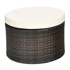 Premium Round Outdoor Patio Rattan Daybed W/ Canopy & Table, 76" (SAK96418)