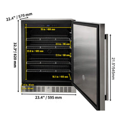 Premium Single Door Stainless Steel Built-In Wine Beverage Undercounter Refrigerator, 5.3 Cu.Ft. (SAK95276)