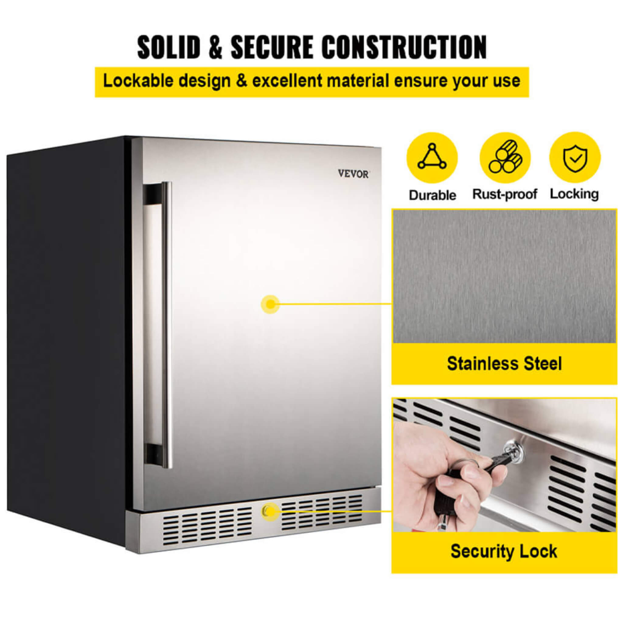 Premium Single Door Stainless Steel Built-In Wine Beverage Undercounter Refrigerator, 5.3 Cu.Ft. (SAK95276)