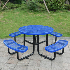 Large 46" Heavy Duty Round Outdoor Steel Picnic Table With Umbrella Hole (SAK96428)