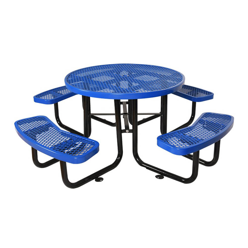 Large 46" Heavy Duty Round Outdoor Steel Picnic Table With Umbrella Hole (SAK96428)