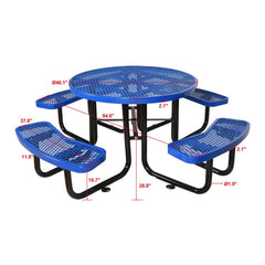 Large 46" Heavy Duty Round Outdoor Steel Picnic Table With Umbrella Hole (SAK96428)