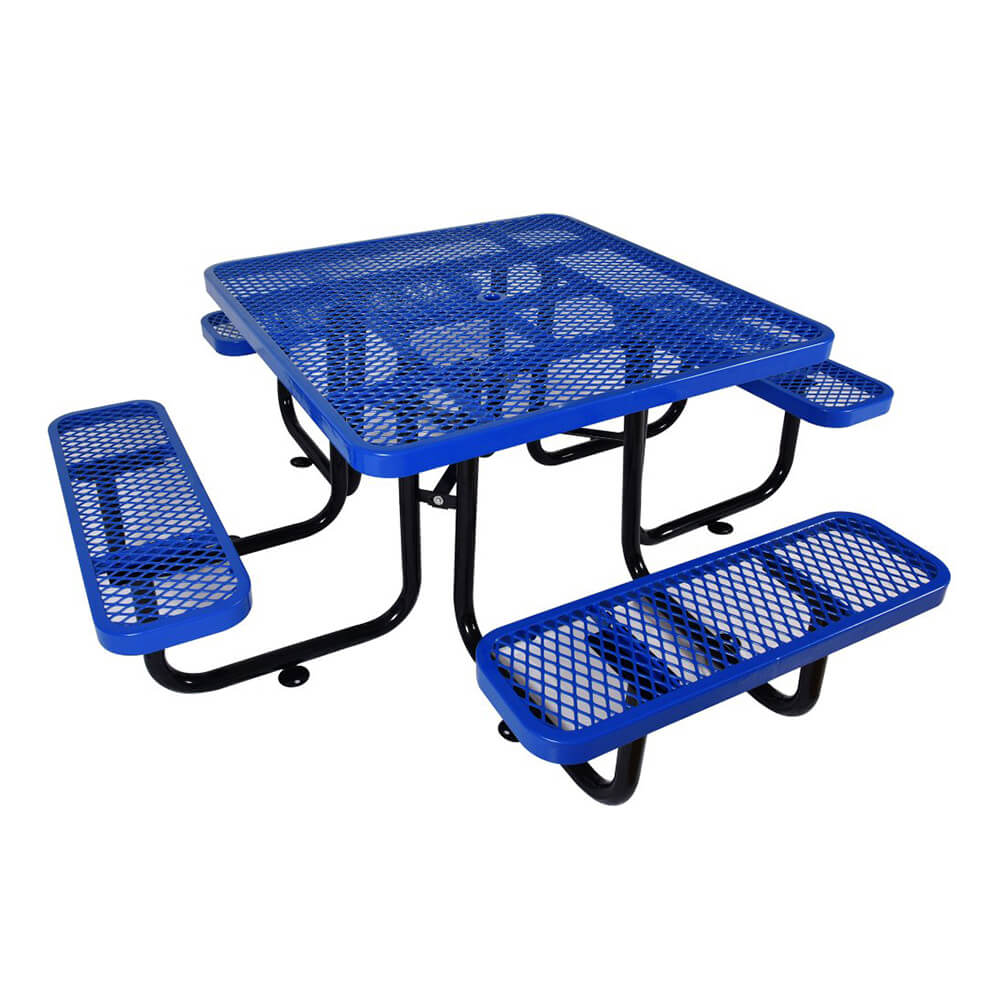 Large 46" Stylish Square Steel Picnic Table W/ Thermoplastic Coating & Umbrella Hole (SAK90547)