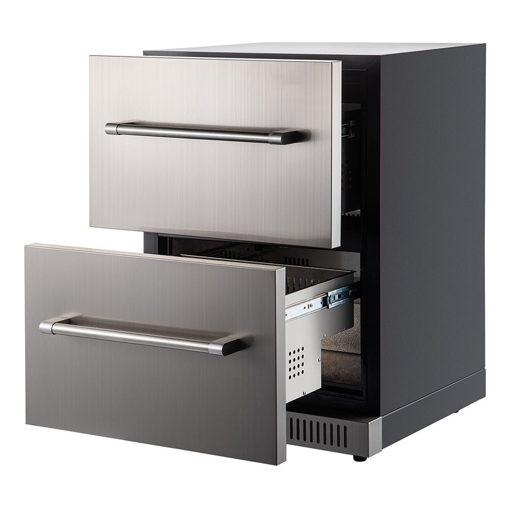 Small Double Drawer Stainless Steel Built-In Undercounter Beverage Refrigerator, 5.1 Cu.Ft. (SAK50273)