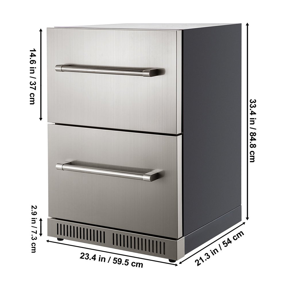 Small Double Drawer Stainless Steel Built-In Undercounter Beverage Refrigerator, 5.1 Cu.Ft. (SAK50273)