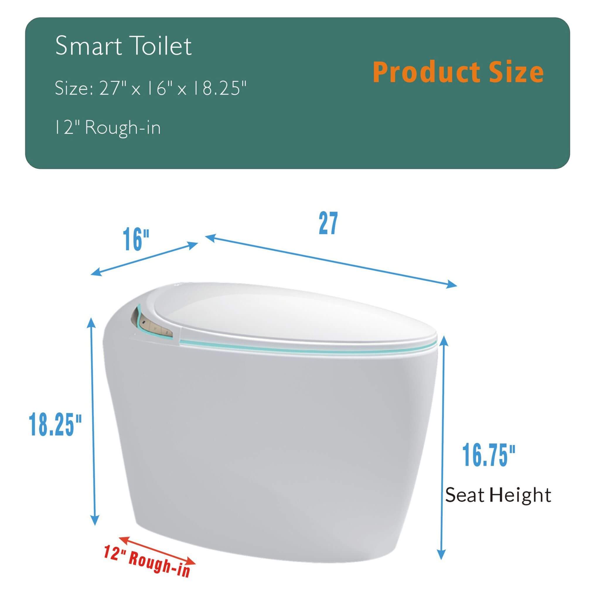 Smart One-Piece Toilet With Bidet, Foot Sensor, LED Display And Dryer (SAK80112)