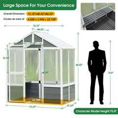Outdoor Walk-In Polycarbonate Garden Greenhouse With Drain Holes, 4x6FT (SAK51873)