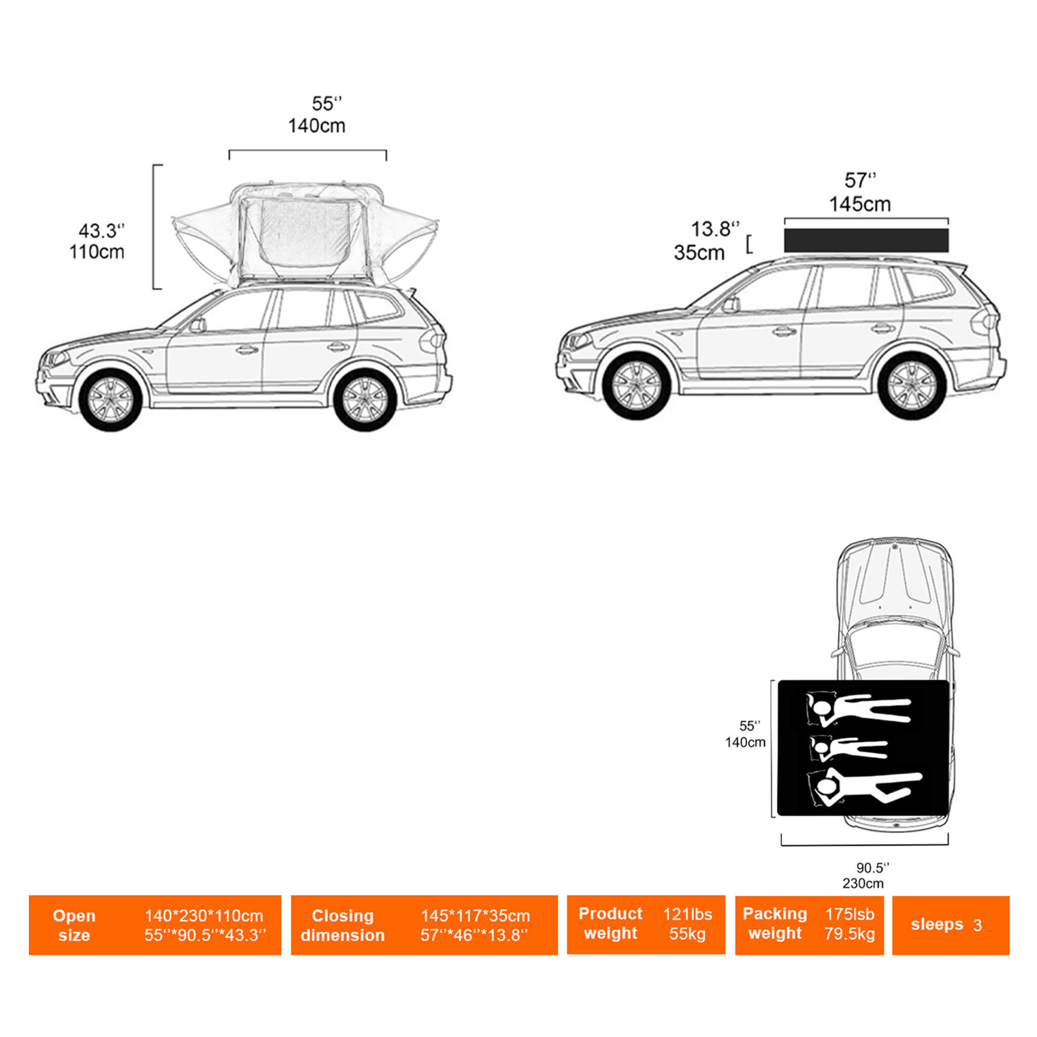 Naturnest Andromeda Green Soft Shell Rooftop Tent With Large Panoramic Skylight & YKK Doors (SAK50612)