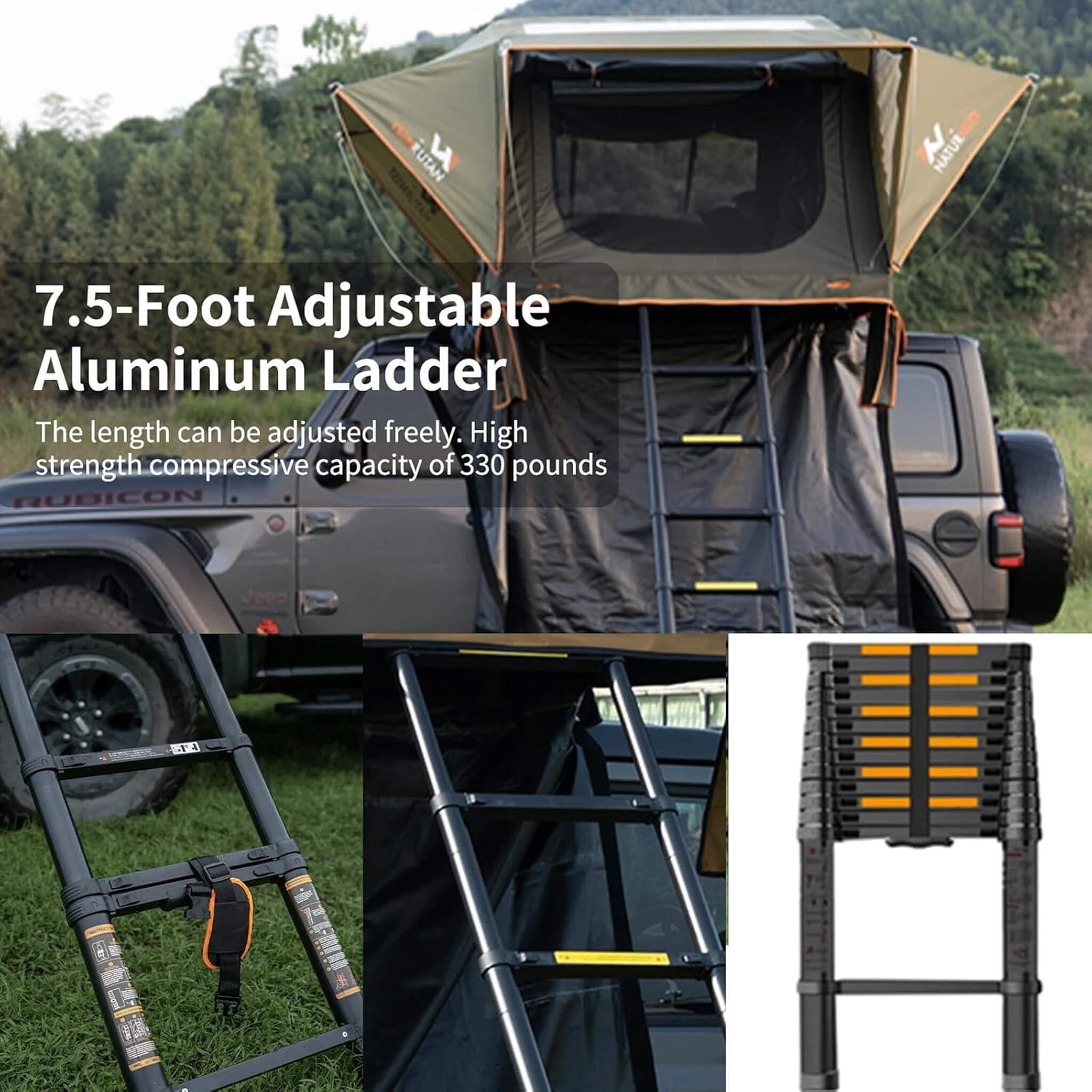 Naturnest Andromeda Green Soft Shell Rooftop Tent With Large Panoramic Skylight & YKK Doors (SAK50612)