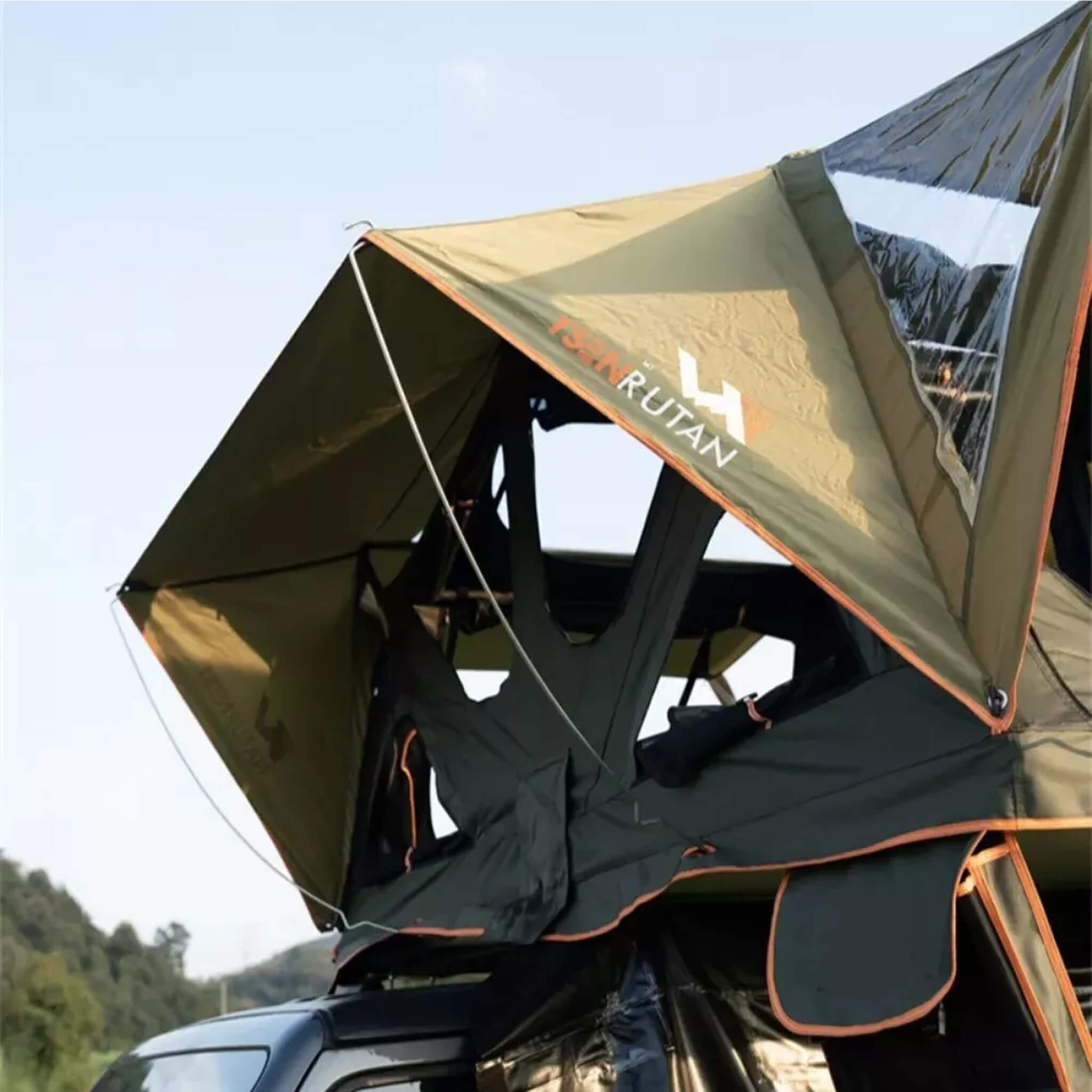 Naturnest Andromeda Green Soft Shell Rooftop Tent With Large Panoramic Skylight & YKK Doors (SAK50612)