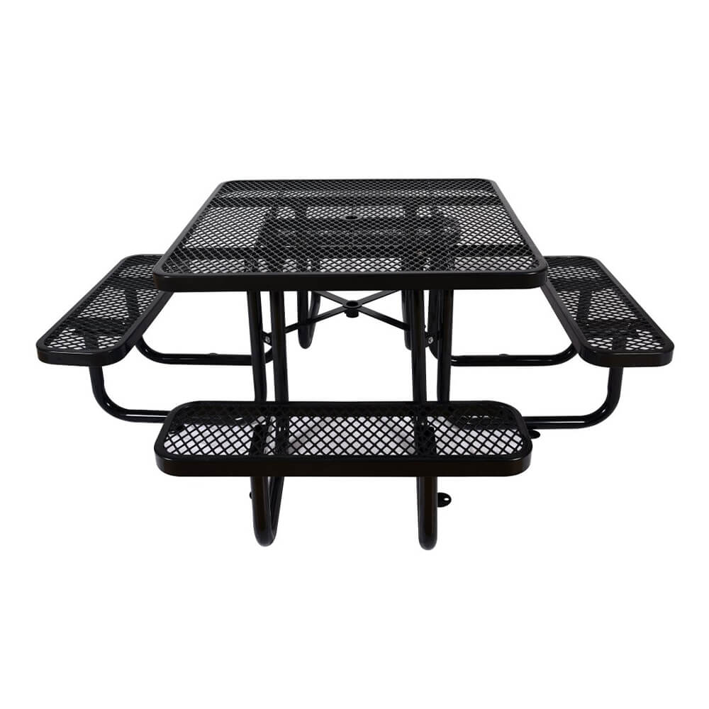 Large 46" Stylish Square Steel Picnic Table W/ Thermoplastic Coating & Umbrella Hole (SAK90547)
