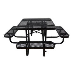 Large 46" Stylish Square Steel Picnic Table W/ Thermoplastic Coating & Umbrella Hole (SAK90547)