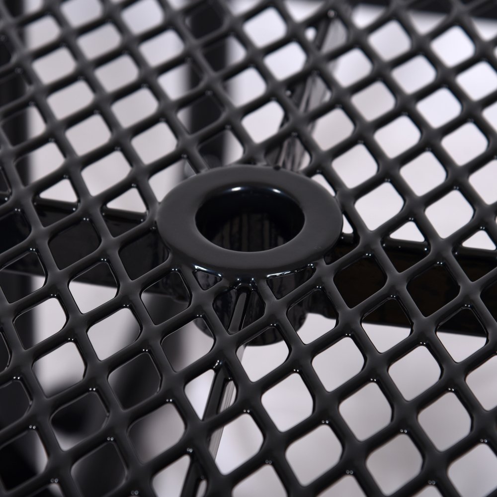 Large 46" Stylish Square Steel Picnic Table W/ Thermoplastic Coating & Umbrella Hole (SAK90547)