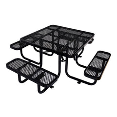 Large 46" Stylish Square Steel Picnic Table W/ Thermoplastic Coating & Umbrella Hole (SAK90547)