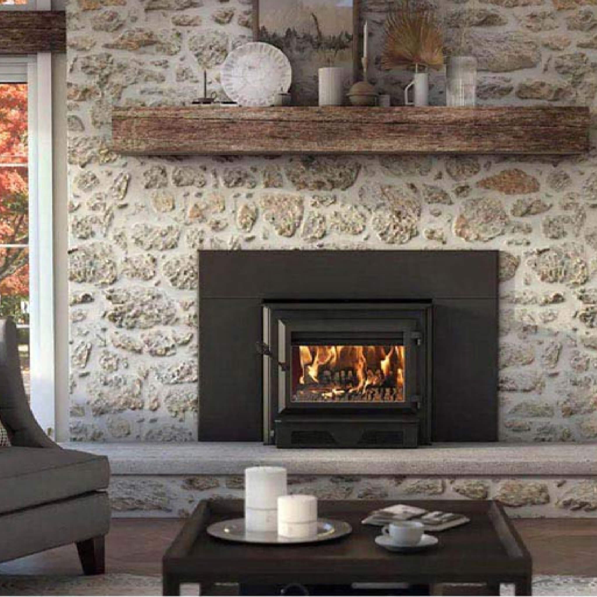 Ventis Premium Black Extra Large Wood Fireplace Insert With Blower (SAK27542)