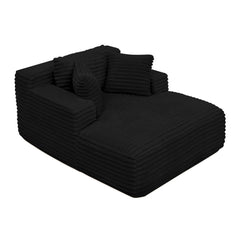 Living Room Compressed Chaise Lounge Foam Sofa bed,  Fluffy Corduroy Upholstered Cloud Couch with Deep Seat, Black