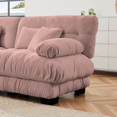 3-Seater Sectional Sofa Modular Deep Seat Sofa Couch , Chenille Sofa Soft Comfy Upholstered Furniture for Living Room, Apartment, Studio, Office,Chenille Pink