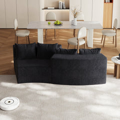 Corduroy curved sectional sofa with four pillows,Curved Symmetrical Modular Semi Circular Sofa Sectional for bedroom, living room, office for leisure or nap, reading room, and lobby(Two modules)