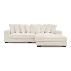 Corduroy Tufted Upholstered Sleeper Sectional Sofa, L-Shaped Modular Convertible Sofa , Can freely change the position of the footrests-Beige(Assembly is required)