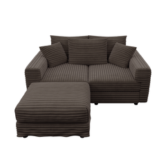 82.7 ' Plush Corduroy 3-Seat Sofa, Modern Comfy Upholstered Sofa Cloud Couch, Deep Seat Couches with Soft Pillows and 1 Ottomans, Convertible Sofa Lounge Chair, for Living Room,Apartment,Office,Camel