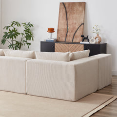 104-Inch Corduroy Modular L Shaped Sectional Sofa,Luxury Floor Couch Set,Upholstered Indoor Furniture,Foam-Filled Compressed Sofa for Living Room,Bedroom,4 PC Free Combination
