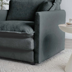Modern Fabric Loveseat Sofa Couch for Living Room, Upholstered Large Size Deep Seat 2-Seat Sofa with 4 Pillows ,Gray Chenille