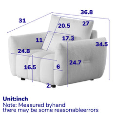MH36.8'' Teddy Fabric Sofa, Modern Lounge Chair for Apartment, Office, Living Room and Bedroom black W1193S00087