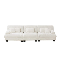 3-Seater Sectional Sofa Modular Deep Seat Sofa Couch , Chenille Sofa Soft Comfy Upholstered Furniture for Living Room, Apartment, Studio, Office,Chenille White