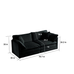 2 Seater Loveseat and Chair Set, 2 Piece Sofa & Chair Set, Loveseat and Accent Chair , 2-Piece Upholstered Chenille Sofa Living Room Couch Furniture(1+2 Seat ) ,Black Chenille