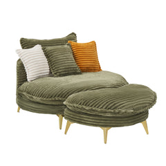65.00 inches long, Corduroy Sofa Fabric, with three matching pillows and two spacious and comfortable seats, for Apartment Office Living Room -Green