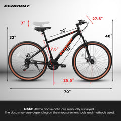 A27301 27.5 Inch Mountain Bike for Adults, Durable High Carbon Steel Frame, Disc Brakes, Stylish Brown Edge Tires, Ideal for Commuting and Outdoor Exploration