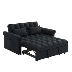 Loveseats Sofa Bed with Pull-out Bed,Adjsutable Back-Black