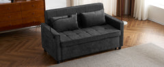 Contemporary 56.9' Loveseat Sofa Bed Sleeper with Reversible Backrest, Side Pockets, USB Ports, Phone Holder, Black Chenille