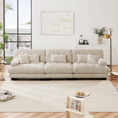 3-Seater Sectional Sofa Modular Deep Seat Sofa Couch , Chenille Sofa Soft Comfy Upholstered Furniture for Living Room, Apartment, Studio, Office,Chenille Light coffee
