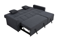 83' Oversized Upholstered Sofa Bed W/Pull Out Couch Bed & Adjustable Backrest,3 Seaters Sofa & Couch Convertible Sleep Sofabed for Home Apartment Living Room,Light Gray,Dark Blue