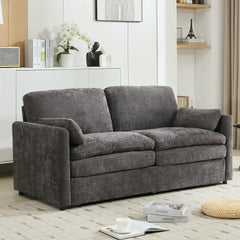 68.1' Cozy Upholstered Loveseat Sofa with Double Cushion Design, Grey Chenille