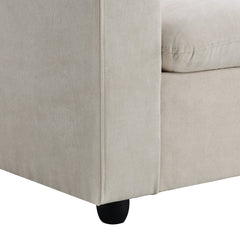 Modern Sectional Sofa with Movable Ottoman and Throw Pillows in Beige, Polyester Fabric, 101*66 inches