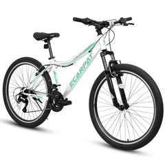 A26208 Ecarpat 26  Inch Mountain Bike, 21-Speed V-Brake, Front Suspension,  Carbon Steel Frame Mountain Bike For  Teenagers Girls Women Bicycles W2563P180664