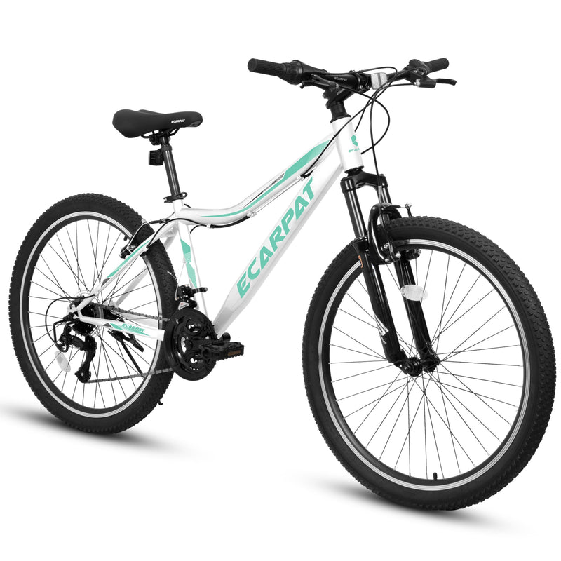 A26208 Ecarpat 26  Inch Mountain Bike, 21-Speed V-Brake, Front Suspension,  Carbon Steel Frame Mountain Bike For  Teenagers Girls Women Bicycles W2563P180664