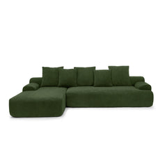 110.25x67'' Modern Upholstered L-Shape Sectional Sofa Couch, Modular Compressed Sofa with Free Combination for Living Room Bedroom, Melange Velvet, Green