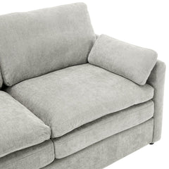 Cozy Upholstered Armchair Oversized Comfy Cloud Sofa Double Cushion Single Sofa in Light Grey Chenille, 31.9'